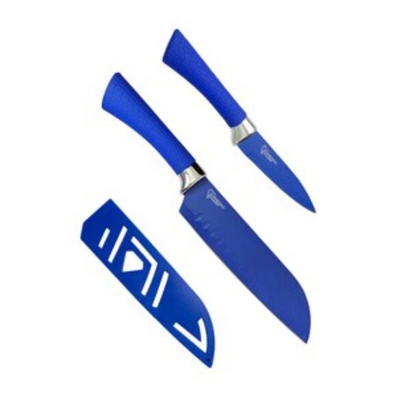 AS SEEN ON TV DIAMOND SHARP SANTOKU KNIFE SET - BLUE (NEW WITH TAGS) - Picture 2 of 2